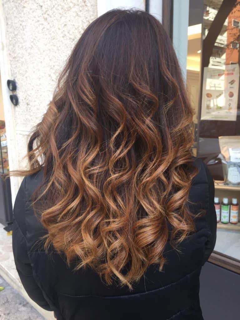 Balayage minéral sur cheveux châtain résultat Biocoiff'