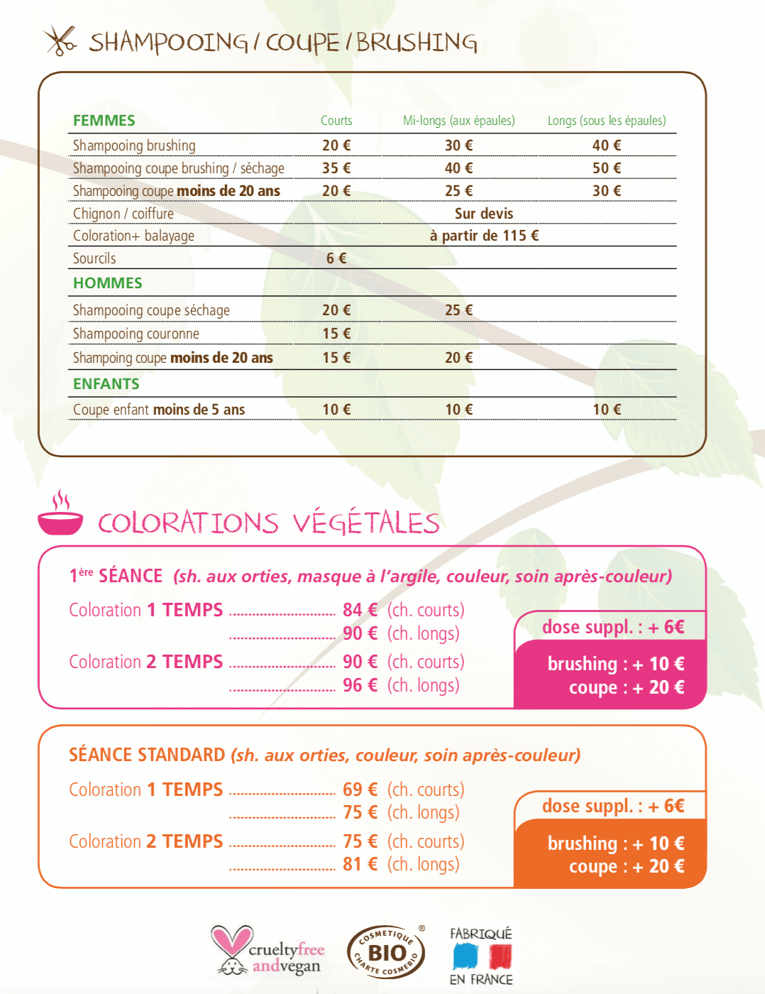 Les Tarifs Biocoiff Epernay