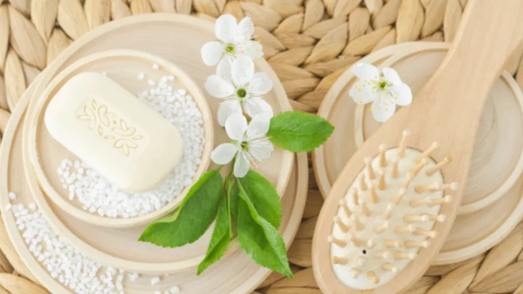shampoing solide avec brosse à cheveux