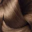 Gros plan sur la texture de cheveux bruns sains et brillants.