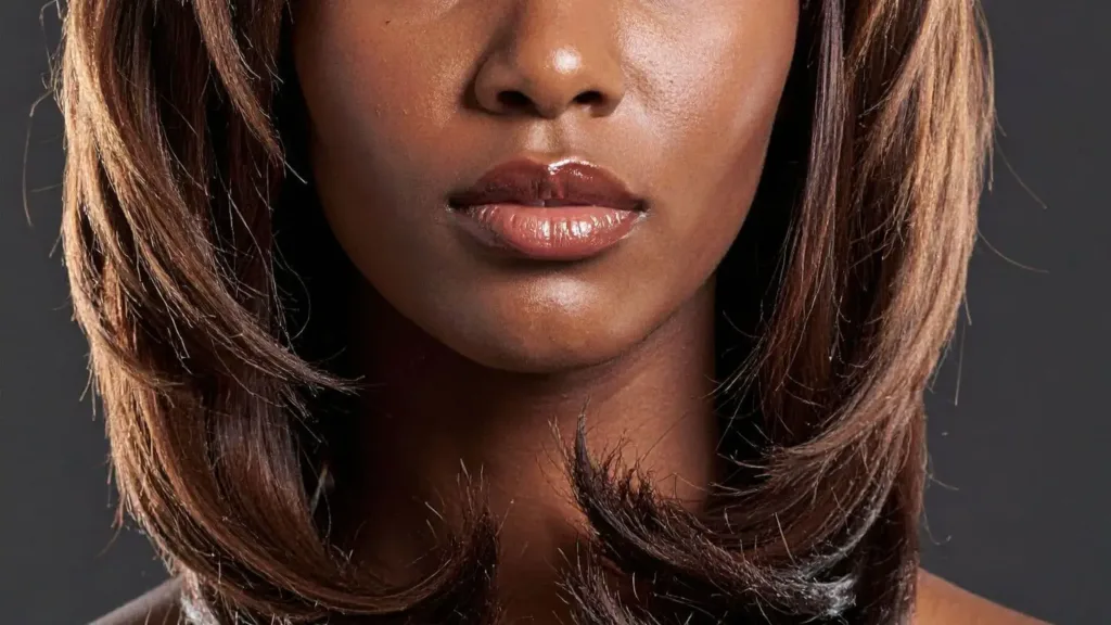 face framing ou coupe dégradée sur une femme noire